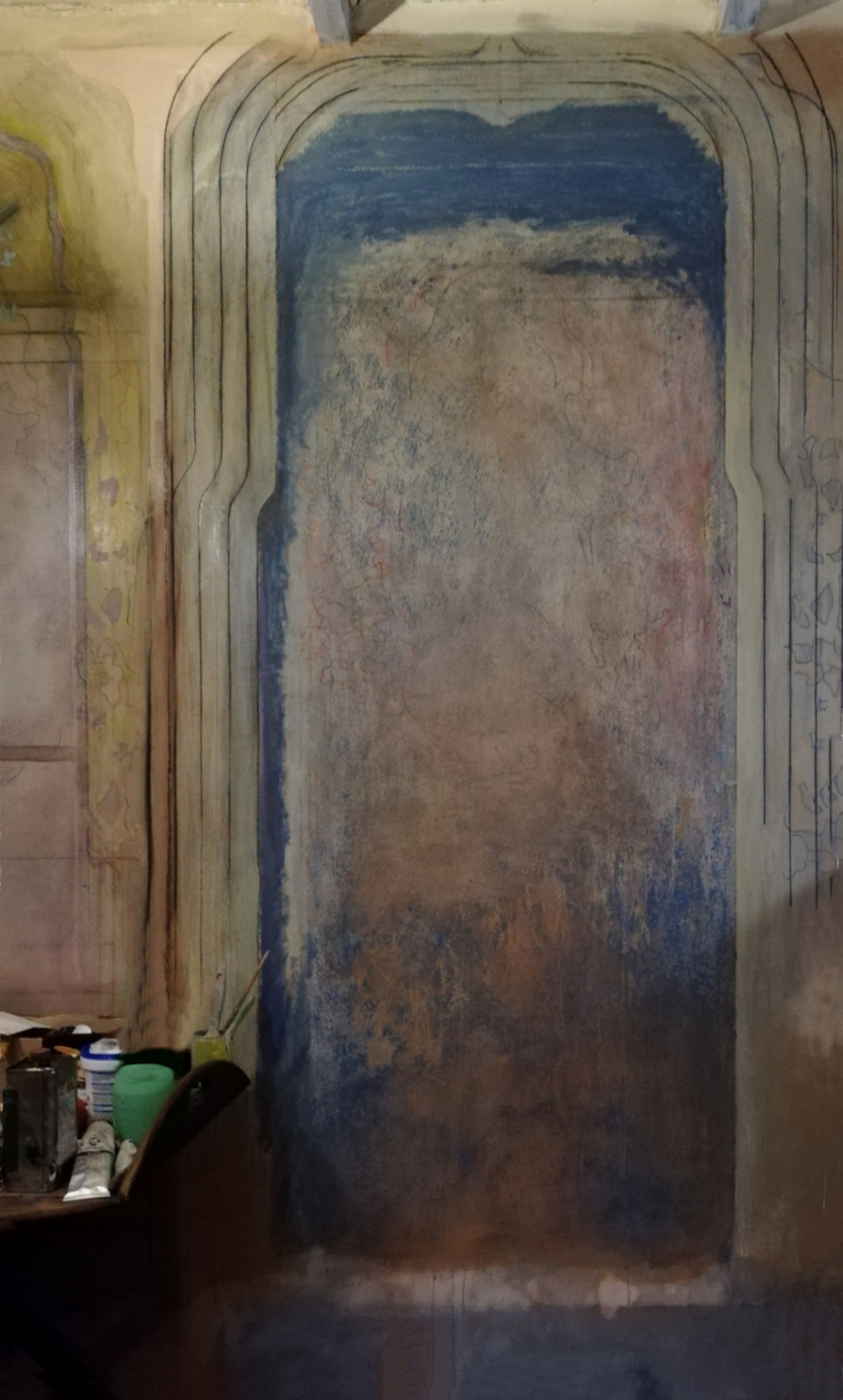 wallpainting: blue wall