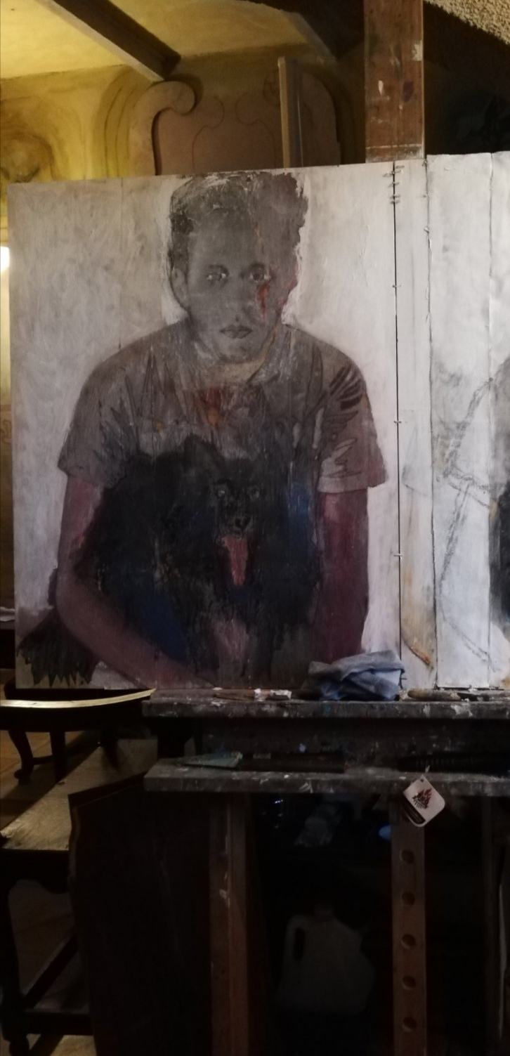 The man with his dog